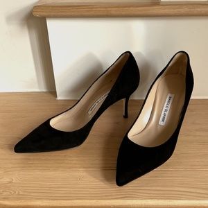 Black Suede Manolo Blahnik Pumps